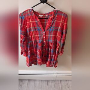 11•1•Tylho red plaid long sleeve blouse. Size Large